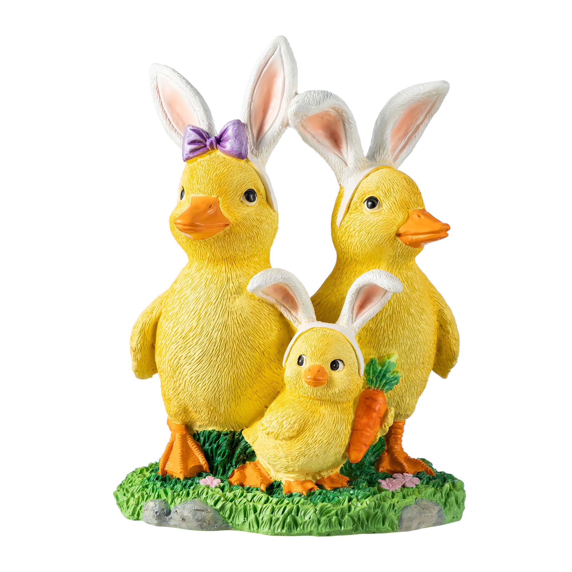 Glitzhome® 11.5" Easter Resin Duck Family Table Decor